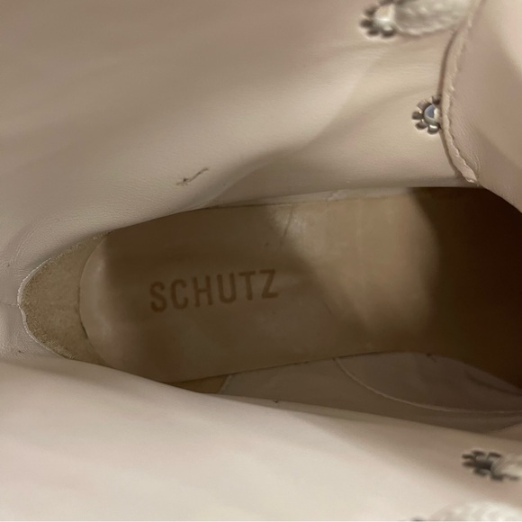 SCHUTZ Orly Croc-Embossed Egg Shell Leather Moto Lug Combat Boots Sz 8.5 - Picture 9 of 9